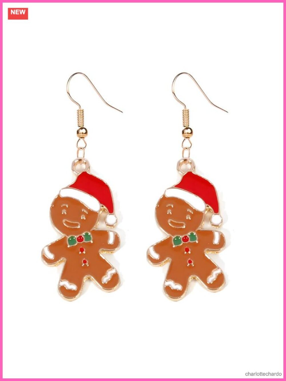 Gingerbread Man Dangle Earrings Christmas Holiday Jewelry Gift for Women
